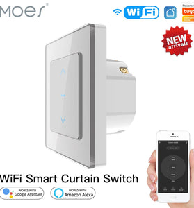 WiFi Smart Curtain Switch Touch Design for Motorized Curtains and Roller Blinds work with Tuya Smart Life App Alexa Google