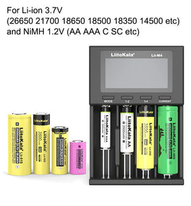LiitoKala Lii-M4  4slot 5V 2A 18650 Charger LCD Display Universal Smart Charger Test Capacity 26650 18650 21700 AA AAA Battery Charger