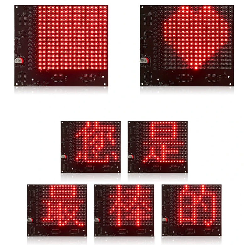 SMD Dot Matrix Advertising Screen Kit 256 LED 5V DC Pre-Programmed Microcontroller DIY Electronics Row Scanning PCB Board for Customizable Signage Displays