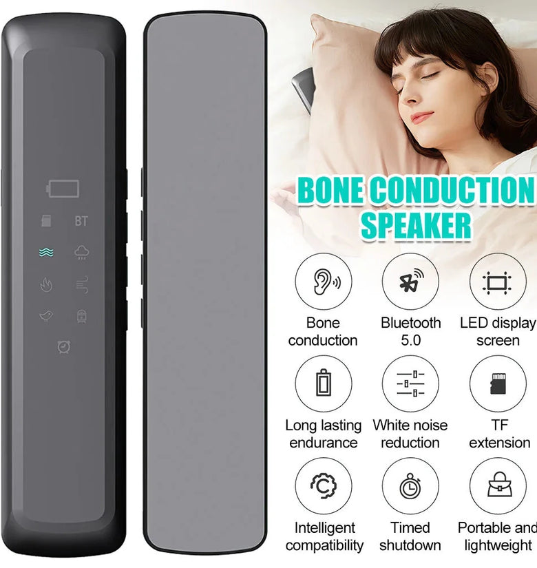 Mini bluetooth Bone Conduction Speaker Wireless Under Pillow Soundbar 3D Surround Sound LED Display Screen Support TF Card Playback White Noise Reduction Bass Soundbar