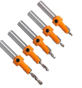Drillpro 5Pcs Carbide Tip 8mm Shank HSS Woodworking Countersink Router Bit Set Screw Extractor Remon Demolition for Wood Milling Cutter