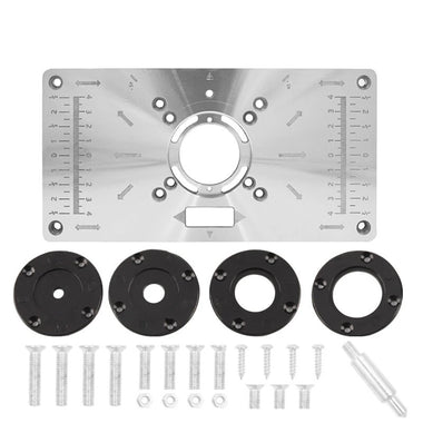 Router Table Insert Plate Aluminum Cast Iron For Trimmer Router With 4 Milling Cutter Dust Cover Woodworking Carving Machine Inverted Plate