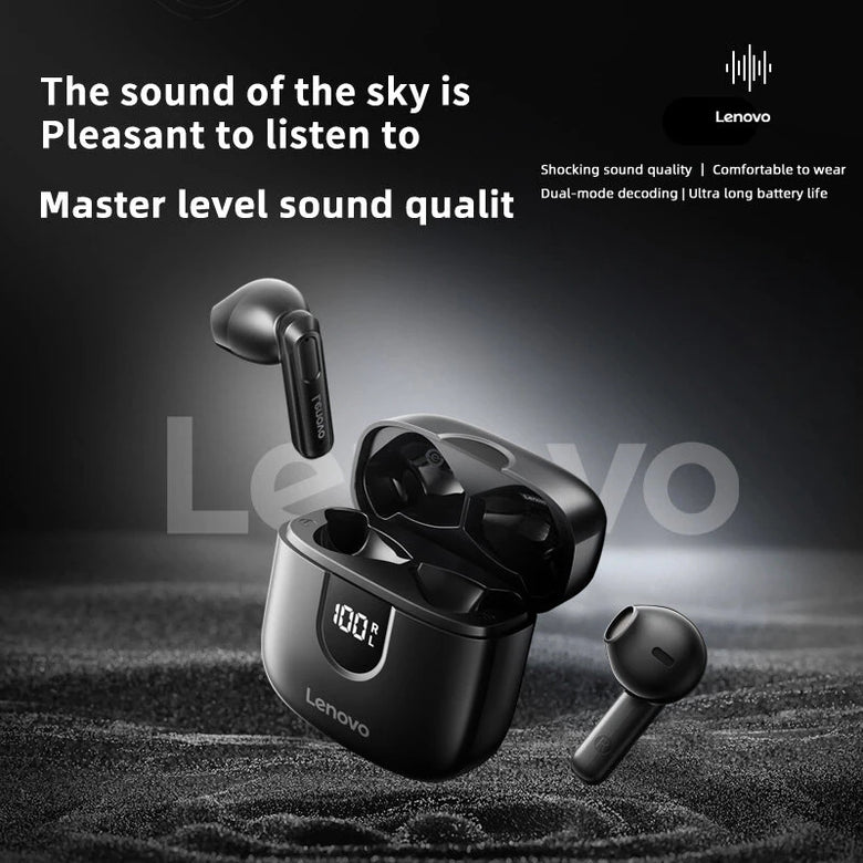 Lenovo EA120 TWS Headset LED Digital Display Wireless bluetooth 5.4 Earphone HiFi Panoramic Acoustics 24H Battery Life Low Gaming Latency Semi-in-ear Sports Headphones