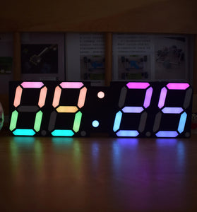 High-Brightness LED Large Size Font RGB Rainbow Color Desktop Digital Tube DIY Alarm Clock Wall Decoration Living Room LED Clock Module Set