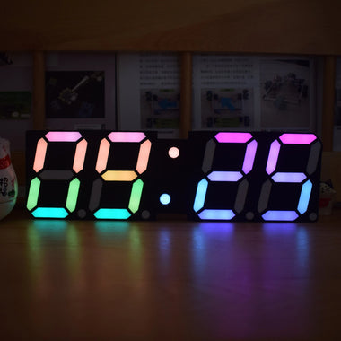 High-Brightness LED Large Size Font RGB Rainbow Color Desktop Digital Tube DIY Alarm Clock Wall Decoration Living Room LED Clock Module Set