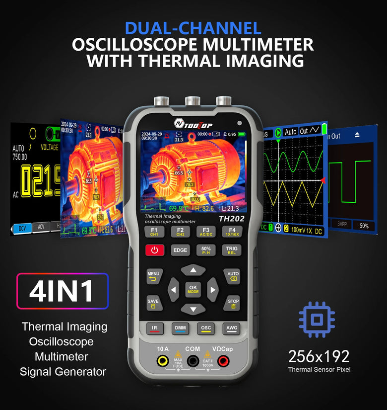 AV TOOLTOP TH202 256x192 Thermal Imaging Oscilloscope Multimeter Resolution 80MHz Bandwidth 200MSa/s Sampling Rate True RMS Digital Meter