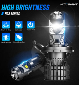 NovSight 22,000LM 120W 2PCS Car LED Headlights 6500K Bright White IP68 Waterproof