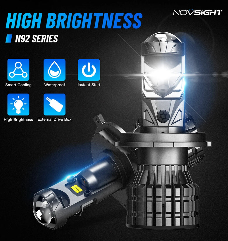 NovSight 22,000LM 120W 2PCS Car LED Headlights 6500K Bright White IP68 Waterproof