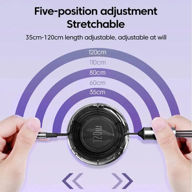 6A 120W USB-A to iP/Micro/Type-C Retractable Cable Fast Charging Data Transmission Copper Core Line 1.2M Long for iPhone 15 14 13 for Samsung Galaxy S24 for Huawei Pura 70 Ultra for Xiaomi Civi 4 Pro