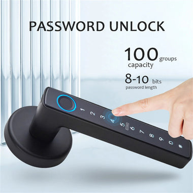 WAFU WF-F6 Tuya Smart Fingerprint Door Lock Aluminum Alloy Keyless Entry 5 Unlock Methods App Control Anti-Peep Password IC Card Key Type-C Emergency Power High Security NFC Function