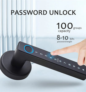 WAFU WF-F6 Tuya Smart Fingerprint Door Lock Aluminum Alloy Keyless Entry 5 Unlock Methods App Control Anti-Peep Password IC Card Key Type-C Emergency Power High Security NFC Function