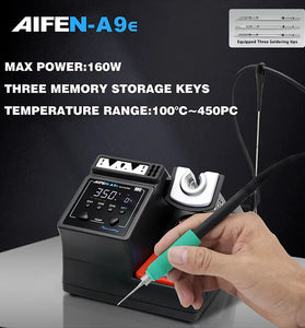 AIFEN A9E Soldering Station 160W 100C-450C Adjustable Temperature Rework Station T245 Handle with Cleaning Tools and Multi Compatible Soldering Tips