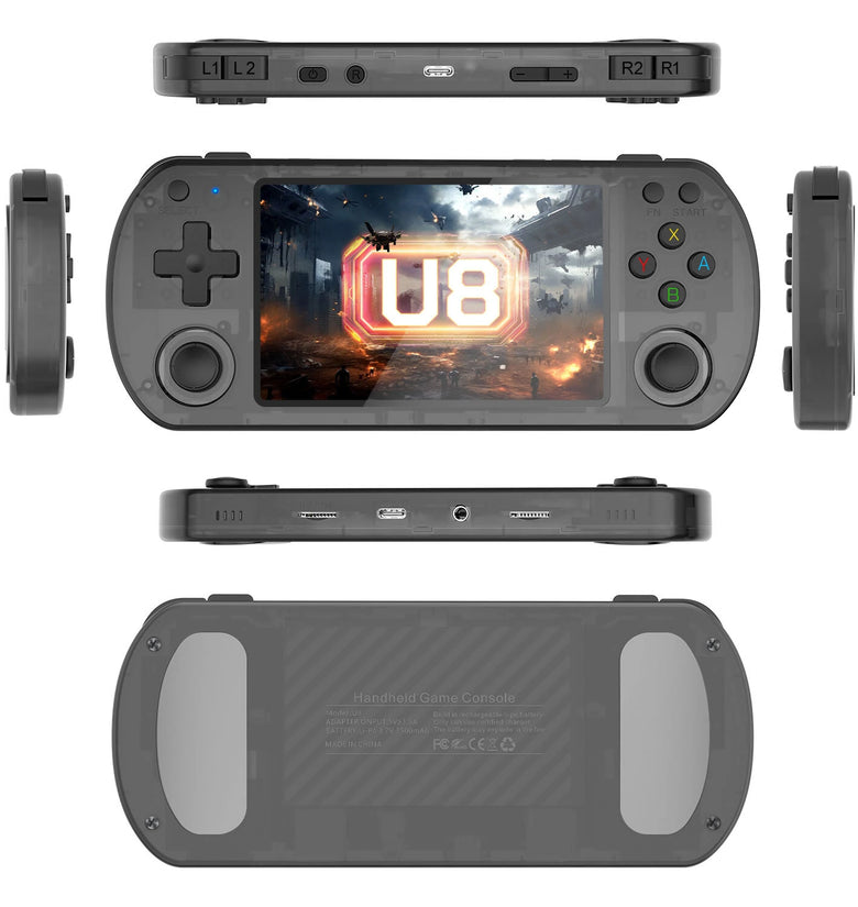 U8 128GB 4.0-inch IPS Screen Handheld Gaming Console Built-in 10000 Games Open Source Linux System Quad-core 3500mAh Battery Dual 3D Joystick Portable Pocket Video Player with Dual Horn Speakers