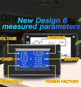 AC 100A Digital Multimeter Voltage Amperage Power Energy Monitor 80-260V LCD Display Split Core Transformer 22000W Overload Alarm Automatic Data Storage