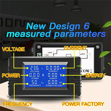 AC 100A Digital Multimeter Voltage Amperage Power Energy Monitor 80-260V LCD Display Split Core Transformer 22000W Overload Alarm Automatic Data Storage