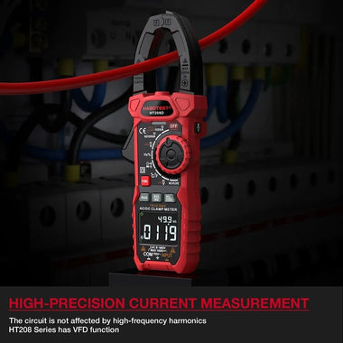 HABOTEST HT208D Digital Clamp Meter AC/DC True-RMS Multimeter Anto-Ranging Tester Current Clamp Digital Ammeter Clamp Meter