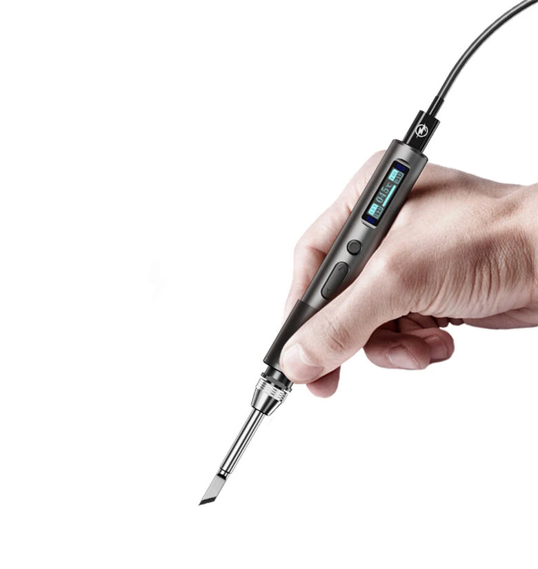 T65 Smart Soldering Iron with 6PCS Iron Heating Cores Fast Heating 65W Adjustable Temperature 150~450 Auto Sleep PD+QC Fast Charging Aluminum Alloy Handle