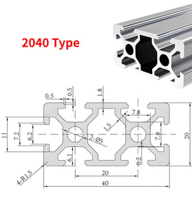 1PC T-slot 2040 Aluminum Profile EU Standard Extrusion 500mm Linear Rail for CNC 3D Printer Woodworking DIY