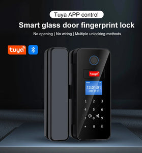 B13 Tuya Smart Fingerprint Door Lock Biometric Double Hook Bluetooth Wifi IC Card App Control 100 Fingerprint Capacity LED Display Remote Access