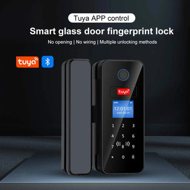 B13 Tuya Smart Fingerprint Door Lock Biometric Double Hook Bluetooth Wifi IC Card App Control 100 Fingerprint Capacity LED Display Remote Access