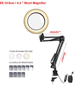 5X LED 64 LED Lights Magnifying Lamp Magnification Adjustable Lamp Head Ideal for Reading Crafts and Soldering Versatile Lighting and Magnification Tool