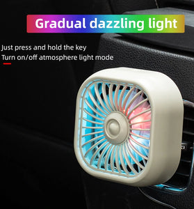 USB Car Vent Mini Fan Portable  Air Conditioning Outlet Car Fan Gradient Colorful Atmosphere Light Small Fan Row Exhaust Fan