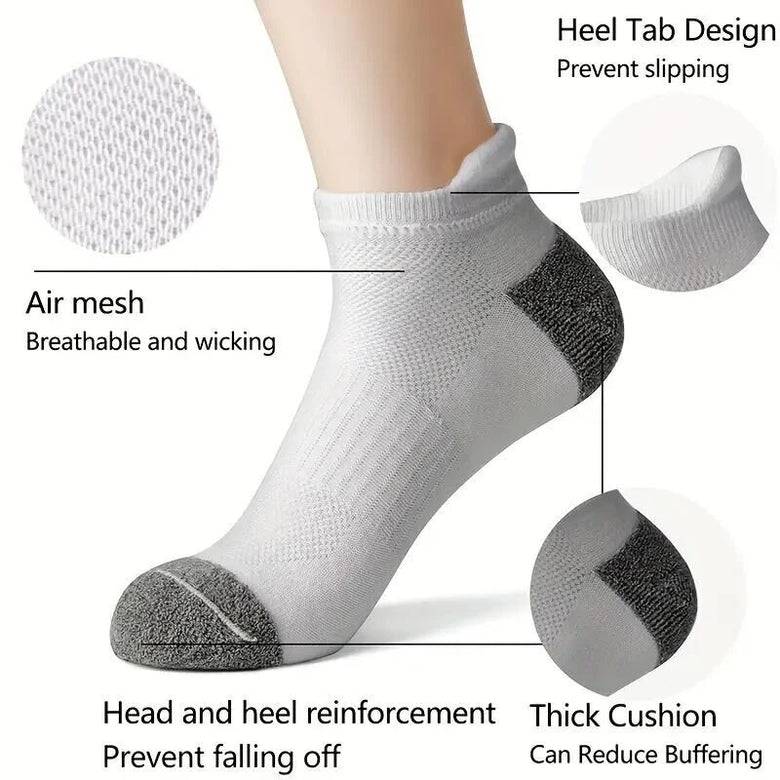 6 Pair Cotton Men Socks Comfy Solid Color Male's Short Sock Summer Cycling Breathable Mesh Running Ankle Socks
