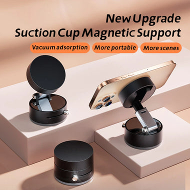 Foldable Magnetic Vacuum Phone Holder 360 Electric Suction Car Mount Double-Sided Swivel Stand for Car Mirror Gym Kitchen