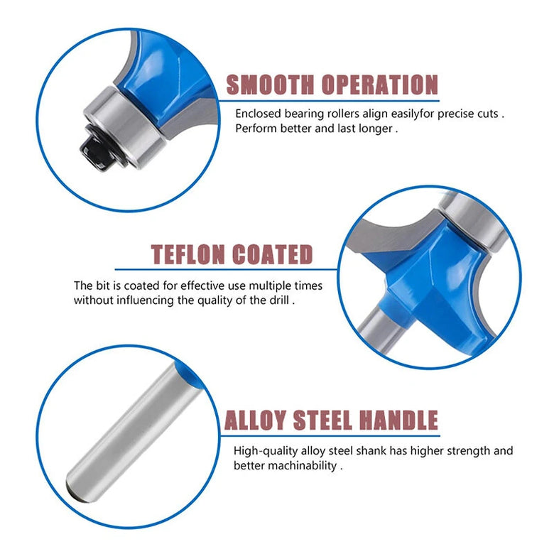 8PCS Tungsten Steel Router Bit Set 6mm 1/4 Inch Shank Straight Milling Cutter For Woodworking Trimming Grooving