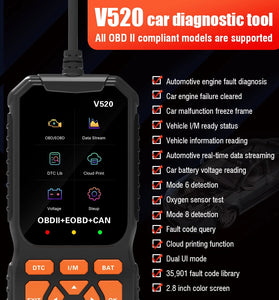 V520 2.8 Inches Screen Professional Car Diagnostic Scanner Full OBD2 Car Scanner Diagnostic Scan Tool Automotive Engine Fault Diagnosis