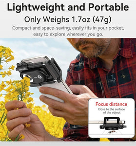 APEXEL 3in1 100X/150X/200X Mobile Phone Microscope Lens Macro Magnifier Kits High Magnification CPL Polarized Lenses 12 LED Adjustable Modes  6 Ultraviolet Lights