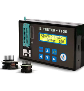 T100 Integrated Circuit IC Tester Supports 74HC 74LS CD4000 HEF400 Interface Chips Transistors Voltage Regulators Auto Component Recognition Multiple Testing Functions