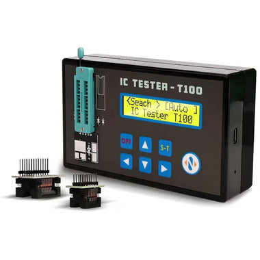 T100 Integrated Circuit IC Tester Supports 74HC 74LS CD4000 HEF400 Interface Chips Transistors Voltage Regulators Auto Component Recognition Multiple Testing Functions