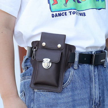 6.9-inch Mobile Phone Bag Men's Multifunctional Anti-theft Waterproof Waist Bag Hang Keys Belted Phone Pouch