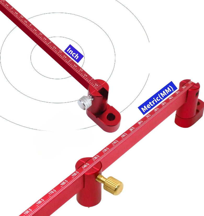 320mm/550mm/12inch Woodworking Scribing Gauge Center Finder Ruler Lengthening Aluminum Alloy Scribing Circle Ruler Woodworking Compass For Woodturners Bowls Lathe Work
