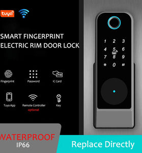 WAFU WF-014 Tuya Smart WiFi Keyless Entry Door Lock Anti-theft Biometric Fingerprint Password Key APP Remote Control Electronic Lock