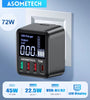 [GaN Tech] WLX-A9T 72W 4-Port USB PD Charger 3USB-A+USB-C PD3.0 QC3.0 AFC FCP SCP PPS Fast Charging LED Dislay Wall Charger Adapter EU Plug US Plug for iPhone 16 16 Pro 15 14 13 Pro Max for Huawei Pura X for Xiaomi 15pro