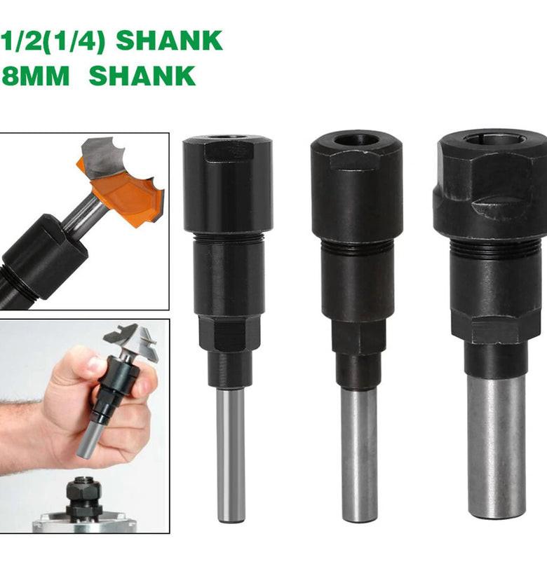 1/4 Inch Shank 1/2 Inch Shank 8mm Shank Router Collet Chuck Extension Router Bit Collet Extension Adapter