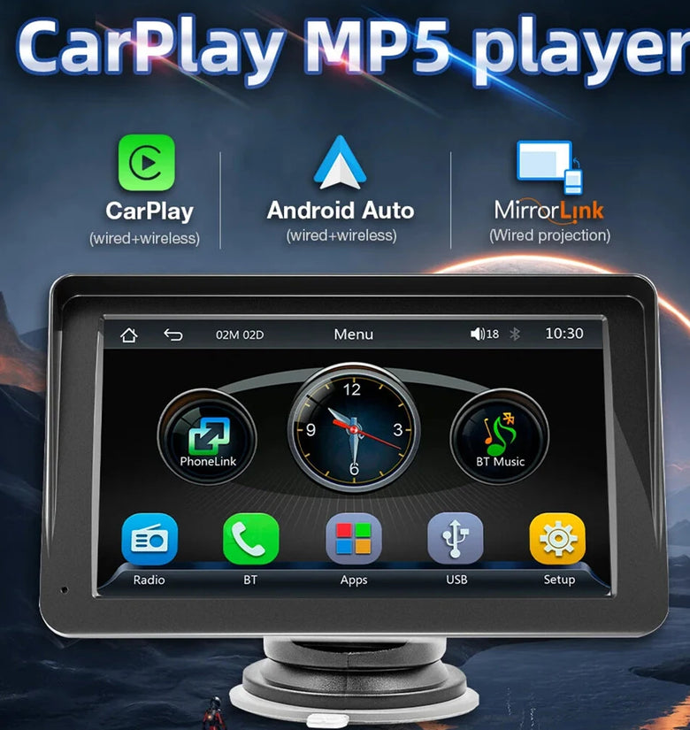B5300 7inch 1024x600 Touch Screen Car Radio Multimedia Video Player Wireless Carplay And Wireless Android Auto