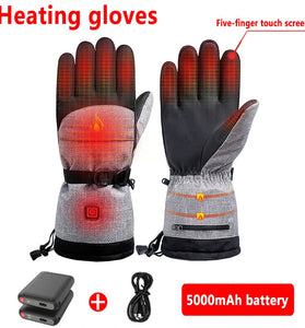 3 Gear Temperature Control Motorcycle Riding Gloves + 5000mAh Battery Winter Heated Warm Gloves for Outdoor Sports