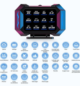 P25 Car HUD Head-up Display LCD OBD Multifunctional Incline Meter  Displaying Car Speed  Water Temperature  Fuel Consumption