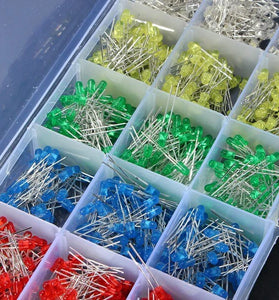 750 Pcs 3mm LED Diode Yellow Red Blue Green White Assortment Light DIY Kit