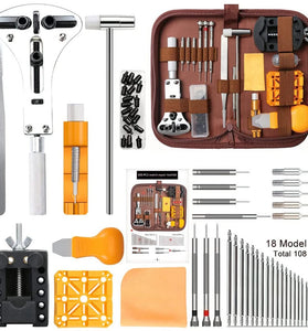168pcs in 1 Watch Repair Kit, Case Remover Opener Bar Set, Watch Strap Link Needle Tool Set Watch Battery Replacement Tool Kit