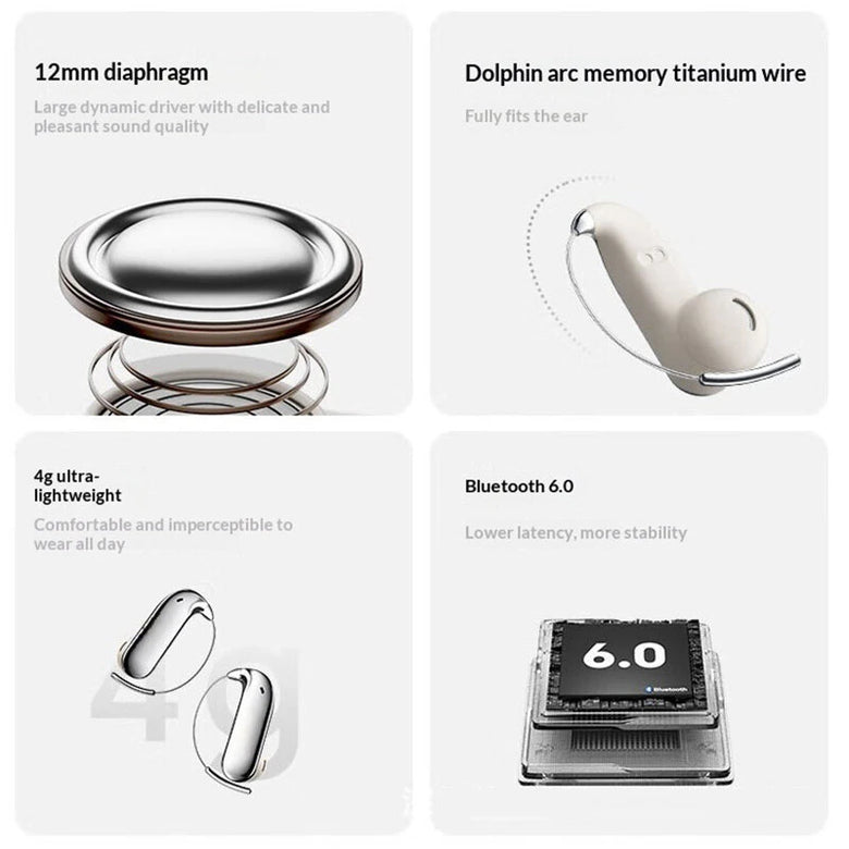 Burmester R6 AI Smart Headset Wireless bluetooth 6.0 Earphone 12mm Composite Diaphragm Flexible Design Lightweight Open-ear Earhooks Sports Headphones
