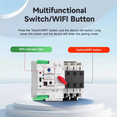 GEYA Tuya WIFI Smart ATS 2P/3P/4P 230VAC Dual Power Automatic Transfer Switch Uninterrupted Remote Automatic Control Power Switcher