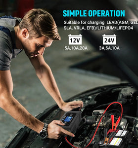 HTRC 15A/20A Smart Battery Charger Automatic Pulse Repair Charge for Lead-Acid Lithium LiFePO4 Battery Car Motorcycle Charger