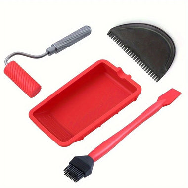 Woodworking Glue Applicator Set Silicone Brush Roller Paint Tray Precise Glue Spreader Easy Cleaning Compact Design for Woodcraft DIY Projects