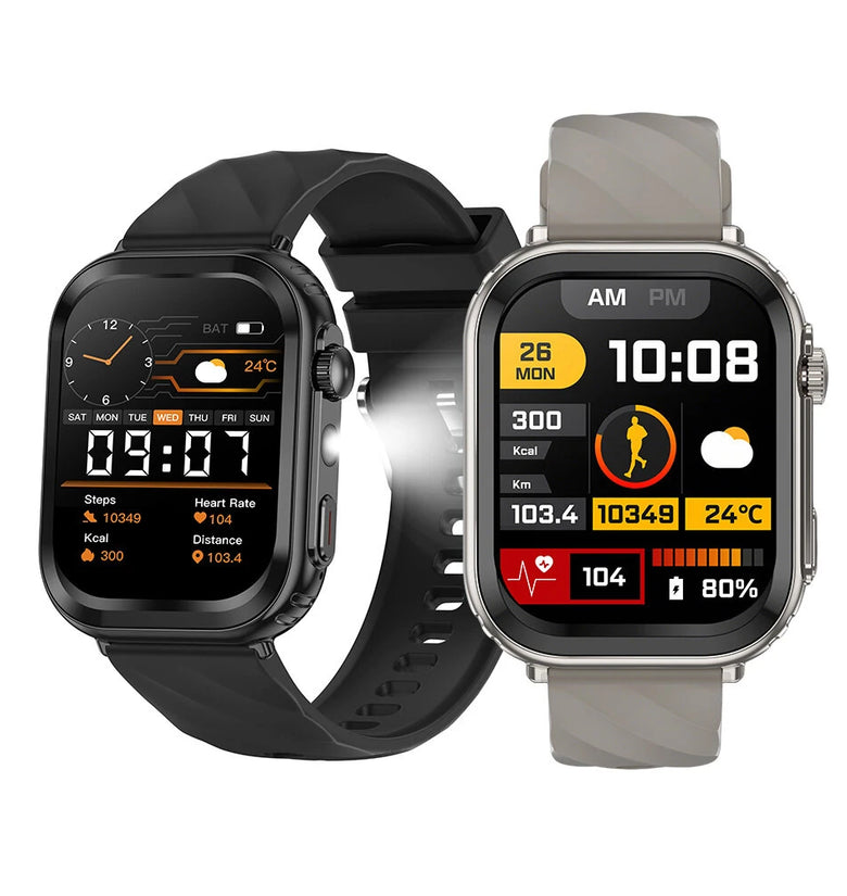 BlitzWolf BW-AT8 2.01-inch HD Screen 1000mAh Massive Battery Built-in LED Flashlight bluetooth Call Heart Rate Blood Oxygen Monitor Sleep Monitoring Multi-sport Modes 1ATM Waterproof Smart Watch