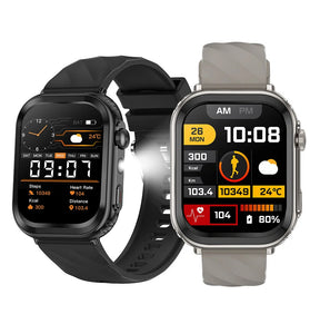 BlitzWolf BW-AT8 2.01-inch HD Screen 1000mAh Massive Battery Built-in LED Flashlight bluetooth Call Heart Rate Blood Oxygen Monitor Sleep Monitoring Multi-sport Modes 1ATM Waterproof Smart Watch