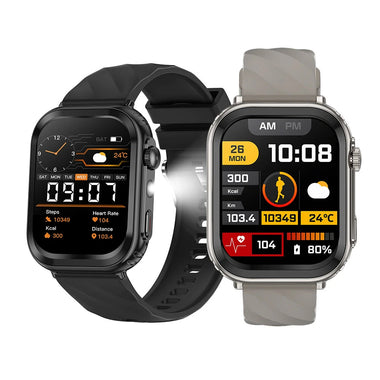 BlitzWolf BW-AT8 2.01-inch HD Screen 1000mAh Massive Battery Built-in LED Flashlight bluetooth Call Heart Rate Blood Oxygen Monitor Sleep Monitoring Multi-sport Modes 1ATM Waterproof Smart Watch